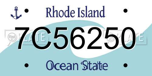 7C56250 Rhode Island License Plate