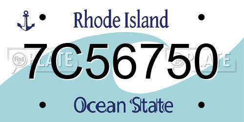7C56750 Rhode Island License Plate