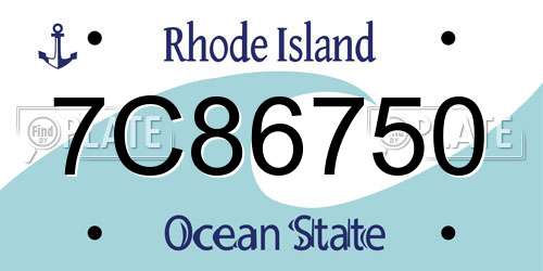 7C86750 Rhode Island License Plate