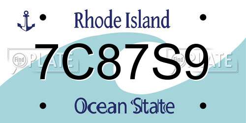 7C87S9 Rhode Island License Plate