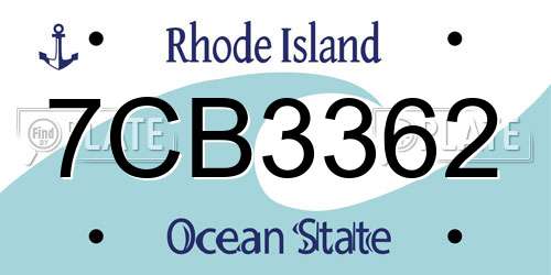 7CB3362 Rhode Island License Plate