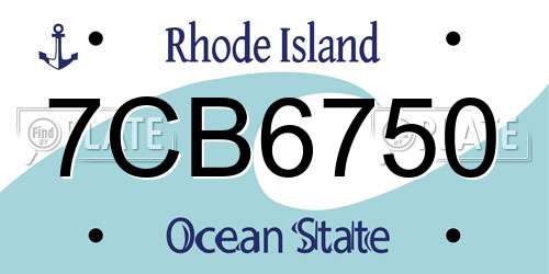 7CB6750 Rhode Island License Plate