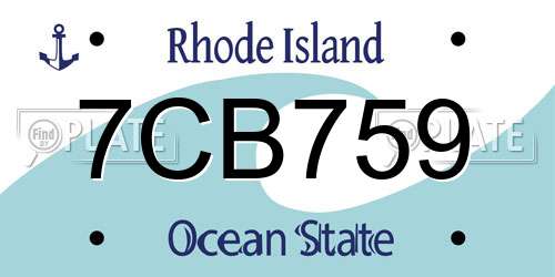 7CB759 Rhode Island License Plate