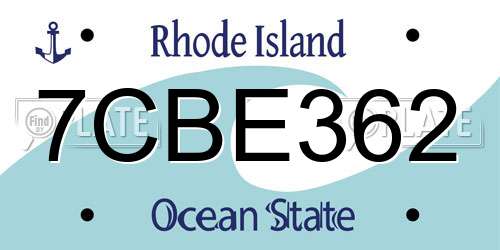 7CBE362 Rhode Island License Plate