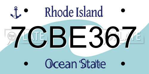 7CBE367 Rhode Island License Plate