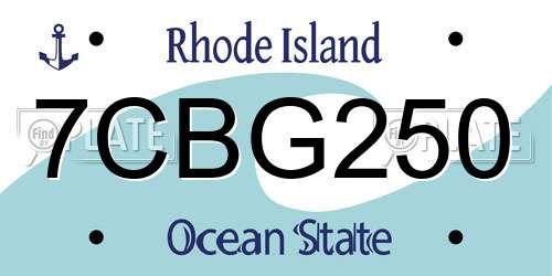 7CBG250 Rhode Island License Plate