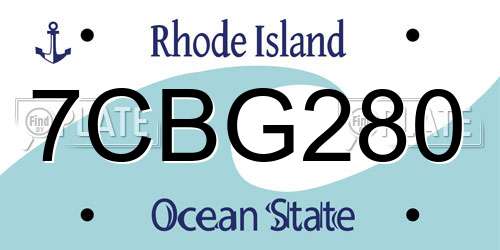 7CBG280 Rhode Island License Plate
