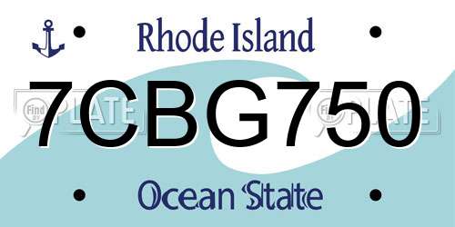 7CBG750 Rhode Island License Plate
