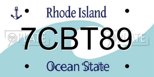7CBT89 Rhode Island License Plate