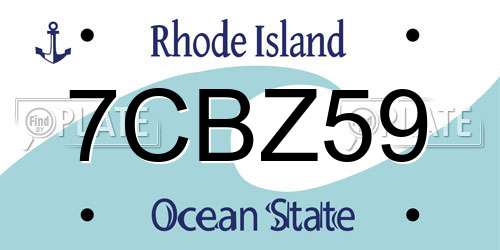 7CBZ59 Rhode Island License Plate