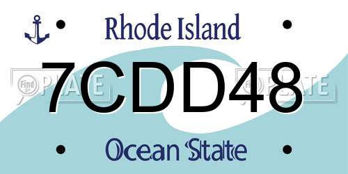 7CDD48 Rhode Island License Plate