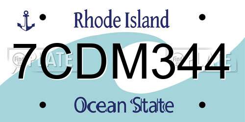 7CDM344 Rhode Island License Plate