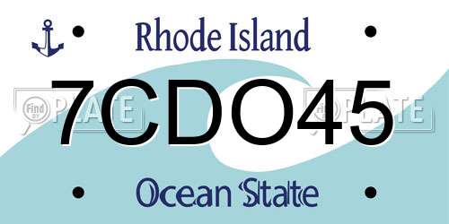 7CDO45 Rhode Island License Plate
