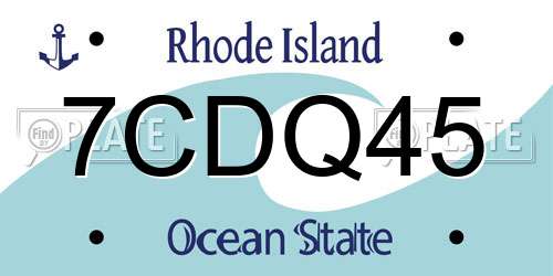 7CDQ45 Rhode Island License Plate