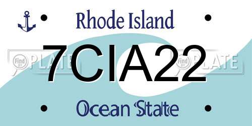 7CIA22 Rhode Island License Plate