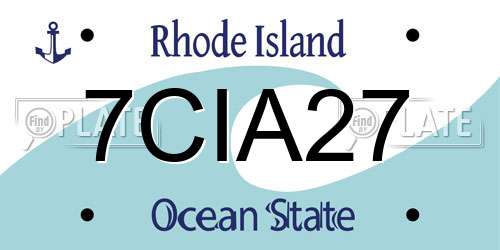 7CIA27 Rhode Island License Plate