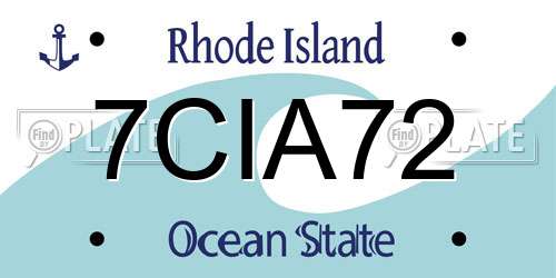 7CIA72 Rhode Island License Plate