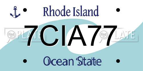 7CIA77 Rhode Island License Plate