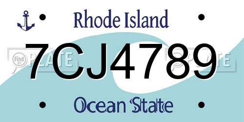 7CJ4789 Rhode Island License Plate