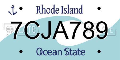 7CJA789 Rhode Island License Plate