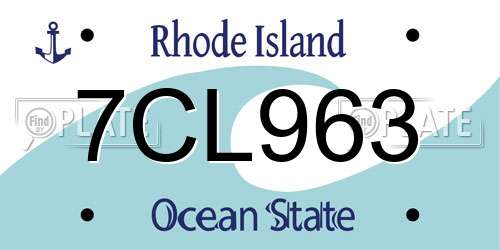 7CL963 Rhode Island License Plate