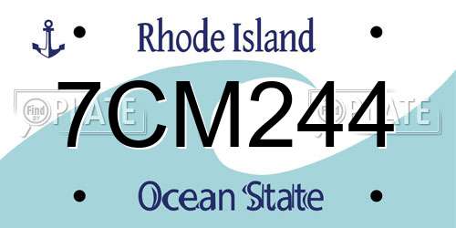 7CM244 Rhode Island License Plate