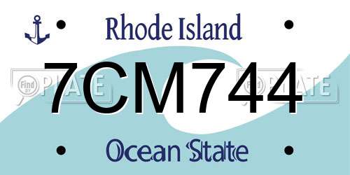 7CM744 Rhode Island License Plate