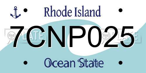 7CNP025 Rhode Island License Plate