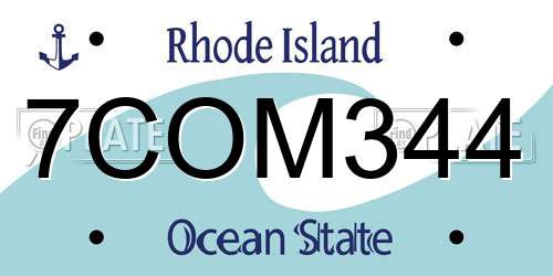 7COM344 Rhode Island License Plate