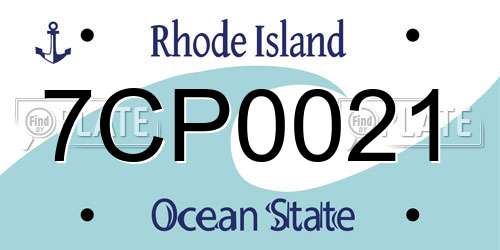 7CP0021 Rhode Island License Plate
