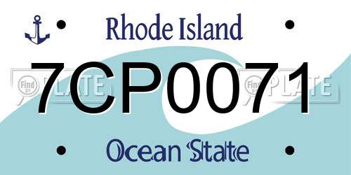 7CP0071 Rhode Island License Plate