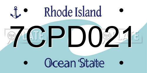 7CPD021 Rhode Island License Plate