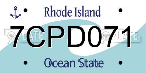 7CPD071 Rhode Island License Plate