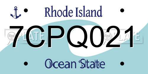 7CPQ021 Rhode Island License Plate