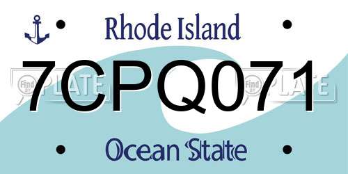 7CPQ071 Rhode Island License Plate