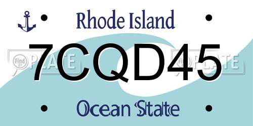 7CQD45 Rhode Island License Plate