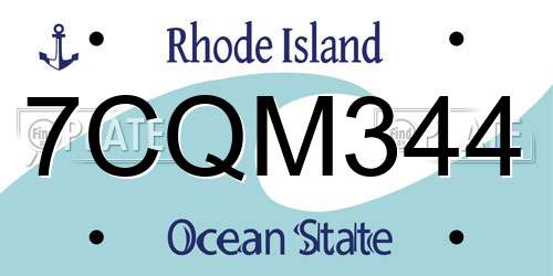7CQM344 Rhode Island License Plate