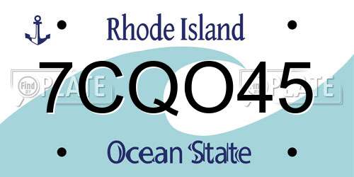 7CQO45 Rhode Island License Plate