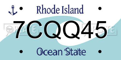 7CQQ45 Rhode Island License Plate