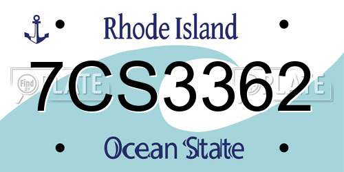 7CS3362 Rhode Island License Plate