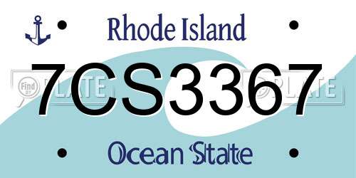 7CS3367 Rhode Island License Plate