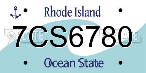 7CS6780 Rhode Island License Plate