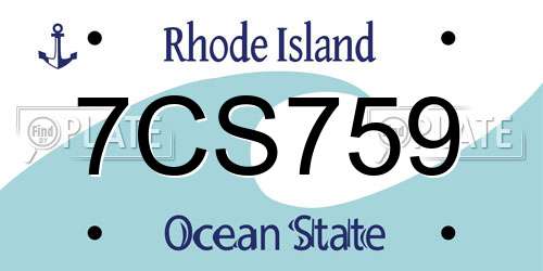 7CS759 Rhode Island License Plate