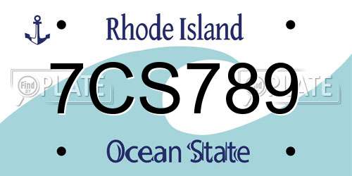 7CS789 Rhode Island License Plate