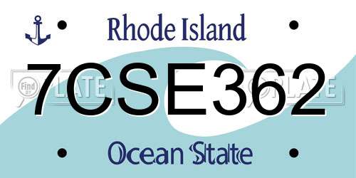 7CSE362 Rhode Island License Plate