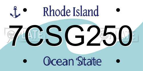 7CSG250 Rhode Island License Plate