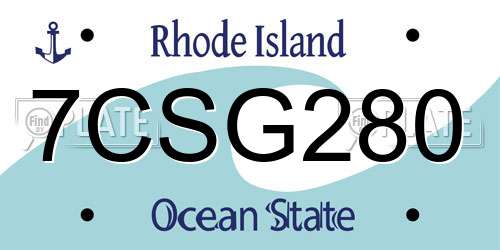 7CSG280 Rhode Island License Plate