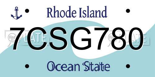 7CSG780 Rhode Island License Plate