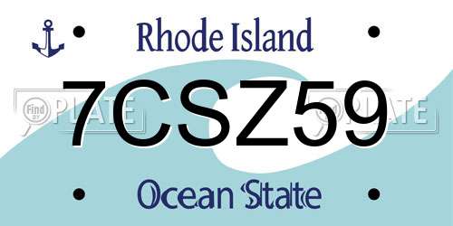 7CSZ59 Rhode Island License Plate