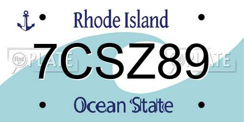 7CSZ89 Rhode Island License Plate